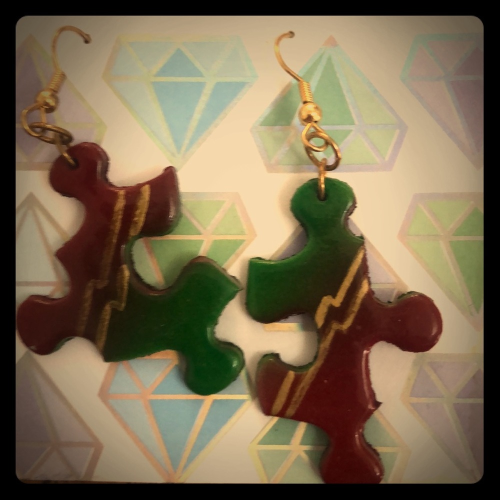 Gorgeous painted puzzle earrings